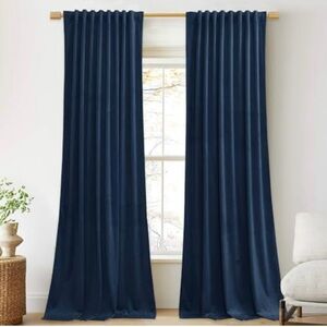 2 panels of indigo blue velvet Curtains